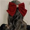 Cybche Velluto Raso Fiocco Fermacapelli Rosso Velluto Fiocco Capelli Barrettes Rosso Raso Fiocco Capelli Clip Nastro Francese Bowknot Capelli Clip Grande Fiocco Accessori Per Capelli Per Le Donne Copr