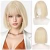 Sofeiyan Parrucca Donna,30 cm Parrucca Corta Liscia con Frangia | Biondo Platino Parrucche Bob,Capelli Sintetici Resistenti al Calore Donna Per Quotidiano Ufficio Feste Carnevale Cosplay