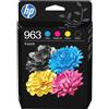 HP Confezione da 4 cartucce di inchiostro nero, ciano, magenta, giallo originali HP 963