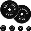 Msports - Coppia di dischi professionali per bilancieri e manubri, 100% ghisa, 5-30 kg, 2 x 7,5 kg - nero.