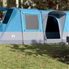 Generic Tenda da Campeggio a Tunnel 4 Posti Grigio e Arancione, Impermeabile 580x320x200 cm, Facile Montaggio con Pali in Fibra di Vetro, Ventilazione a Rete e Tasche Portaoggetti