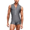 Cexiakong Costume da bagno da uomo con colletto alto, tuta intera per sport, fitness, body con cerniera, traspirante, biancheria intima in neoprene, costume da bagno da uomo, tuta senza maniche