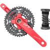QHYRZE Bicicletta da Montagna Guarnitura Cava Set di Pedivelle 170mm 24-32-42T Tripla Corona, 9/10 velocità(Rot)