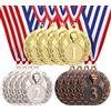 Hianjoo Medaglie in Metallo 12 Pezzi Oro, Argento e Bronzo per Premi Vincitori, Medaglie in Lega di Zinco a Forma di Torcia per Sport, Calcio, Basket, Feste, Regali e Gare di Spelling