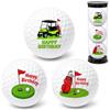 Joalpysm Set di 3 palline da golf Happy Birthday, divertenti regali da golf per uomini, palline da golf personalizzate in gomma sintetica e Surlyn, regalo di compleanno per golfisti