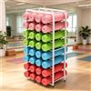 Dalumian Carrello porta tappetini da yoga in metallo da pavimento, con ruote, organizer per attrezzature da palestra, può contenere fino a 32 tappetini, adatto anche per rulli in schiuma(White)