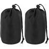BESTonZON Set 2 Sacchetti Portaoggetti Neri Oxford per Piumini Chiusura a Coulisse, Sacco Compressione Leggero per Viaggi e Campeggio, Dimensioni 18x32cm