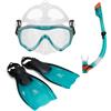 AQUASTIC Set da Snorkeling JETTY 3 in 1 Maschera Tubo Snorkel e Pinne Colore Celeste Taglia 38/42 Maschera con Vetro Temperato Idale per il Mare e Per le Vacanze Impermeabilità e Comfort
