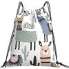 Generic Personalizzato Borsa Sportiva da Palestra Hand Drawn Llama Cactus Green Blue Pink Sacca Ginnastica Leggero Zainetto per Viaggi Donna Sport 36X42Cm