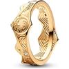 GAUEIOUR Anello Drago Corona Vintage Brillante Retro Halloween (Oro Acciaio)