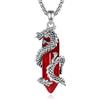 CELESTIA Donna Collana Vintage Drago Placcato Argento e Corniola, Gioielli Festa Della Mamma con Cristalli Rossi, Catena Regolabile 60 CM, Bigiotteria Regali Donne Compleanno Originale
