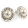 Avalaya Orecchini a lobo con perle finte a forma di bottone, tonalità argento, 18 mm D, Misura unica