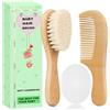 Molylove Set di 3 spazzole per capelli e pettini per neonati e bambini | Set di spazzole per bambini in legno con setole morbide di capra l legno L spazzola bianca Cradle Cap | ideale per Cradle Cap