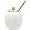 LA PORCELLANA BIANCA - Intavola Foglie Vasetto Miele con Servimiele 250 ml, Porcellana e Legno