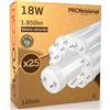 Eurocali Tubo LED 120 cm 18W in VETRO 1850 lumen Bianco Naturale 4000K - Sostituzione Neon T8 - Pacco da 25 tubi