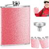 Ruayia Fiaschetta in acciaio inox 8oz/240 ml fidanzata rosa glitter con 2 bicchierini da liquore, portatile rosa per uomini e donne, per whisky, rum e vodka, per viaggi, feste, campeggio, rosa chiaro