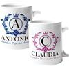 Colorfamily Coppia Tazze Personalizzati Set da 2 Tazze Papà Mamma Personalizzabili con Nome e Iniziale Matrimonio Fidanzamento - Tazza Mug 11 oz