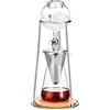 Natudeco Drip Tower, caffettiera riutilizzabile, in vetro trasparente, con supporto in acciaio inox trasparente, 600 ml