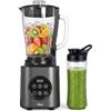 Olvy Frullatore Smoothie Maker 1500ml Vetro To-Go 1000W 9 Velocità Display-Silver