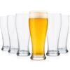 BAKAJI Set 6 Bicchieri da Birra Capacità 145ml in Vetro Resistente ai Graffi e alle Crepe, Bicchiere Lungo per Bevande, Cocktail, Limonata 7 x 20 cm, Trasparente, Ideale per Feste, Aperitivi, Bar