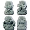 Cymwer 4 piccoli personaggi di monaci, simpatici piccoli monaci di Buddha non sentono il male, non vedono il male, non parlano, non fanno il male, statua for la decorazione 'auto 'ufficio do