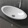 doporro Lavabo da Appoggio, Lavandino Bagno 59.3x35.1x10.7cm, Lavabo da Minerale Fuso Colossum802, Biano Lucido