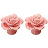 Creatwls Rosa Pomelli In Ceramica Rosa Fiore Manopole, Creativo Pomoli Per Cucina Armadio Cassetti Tirare Maniglioni - 2pcs