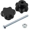 AERZETIX - Set di 8 manopole di serraggio M8 a forma di stella in plastica nera + 4 viti M8x100 mm a 6 punti e 4 dadi esagonali M8 | corsa di serraggio massima 62 mm