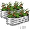 VEVOR Fioriera Rialzata Zincata 2 pezzi 1200 x 600 x 300 mm Set di Fioriere Ovali in Metallo per Esterno, Aiuola Rialzata Senza Fondo in Metallo per Coltivazione Fiori Verdure Orto Giardino