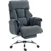 HOMCOM Sedia da ufficio girevole regolabile in altezza con supporto lombare, poggiapiedi, flanella neve, 80 x 80 x 106-114 cm Grigio scuro | Aosom Italy