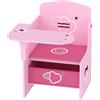 AIYAPLAY Set Tavolo e Sedia per Bambini 3-5 Anni in Legno MDF con Motivi a Cuore, Contenitore Integrato, Rosa | Aosom Italy