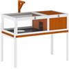 PawHut Casetta Tartarughe Rialzata con Divisorio, Vassoio Estraibile, in Legno e PS, 104x53x82 cm, Arancione e Bianco | Aosom Italy