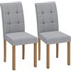 HOMCOM Set 2 sedie da pranzo imbottite in tessuto effetto lino, Grigio chiaro | Aosom Italy