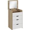 HOMCOM Toeletta 3 in 1 con Specchio Ribaltabile, Sgabello e Cassetti, Rovere e Bianco | Aosom Italy