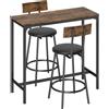 HOMCOM Set Tavolo da Bar 3 Pezzi Tavolo da Cucina Salvaspazio Marrone Rustico | Aosom Italy