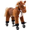 HOMCOM Cavallo cavalcabile per bambini con rotelle, poggiapiedi e suoni, Marrone | Aosom Italy