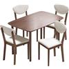 HOMCOM Set tavolo da pranzo con 4 sedie imbottite per 4 persone, Crema | Aosom Italy