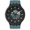 Swatch Orologio Uomo Swatch NIGHT TRIP Solo Tempo Silicone Nero Blu SB03B107