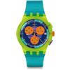 Swatch Orologio Uomo Swatch NEON WAVE Cronografo Silicone Blu Verde SUSJ404