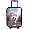 NoBoringSuitcases.com NoBoringSuitcases© Valigia Per Bambini Personalizzato Con Un Nome Bagaglio | 48x31x19 cm - Ultraleggero Trolley A Mano Rigidi LED Ruote Da Viaggio - Ragazze - coniglio - palloncini