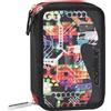 COMIX Wave - Astuccio Scuola, Astuccio con 3 Scomparti per Bambini e Ragazzi, con Set Cancelleria Incluso, 5 Etichette Adesive Portanome e Pratica Chiusura a Zip, 20 x 13H x 7 cm, Nero