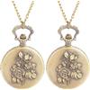 LIGIGWASH Orologio da Tasca Vintage Donna con Ciondolo a Forma di Rosa in Lega di Zinco Oro, Movimento al Quarzo Preciso, Confezione da 2 Pezzi per Feste di Natale