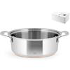 H&H Rame Casseruola Bassa 2 Manici, Acciaio Inossidabile, Grigio