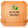 edihome, Carta Forno per Friggitrice ad Aria, per Microonde, 100 Unità, 22x14 cm, BPA Free, Monouso, Adatto al Forno (Rettangolare, 14x22 cm)