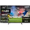 CHiQ 32QA10 32 Pollici QLED Full HD Smart TV HDR10, Dolby Audio, HEVC Main 10, Chromecast Integrato Triplo Tuner (DVB-C/T/T2/S/S2), Nuovo Modello