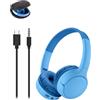 Belkin SoundForm Mini 2 Cuffie Bluetooth per Bambini, Cuffie On-Ear Wireless con Custodia, Batteria di 55 ore, Limite Sicuro del Volume di 85 dB, Microfono Integrato, per iPhone/iPad/Tablet, Blu