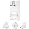 REV Spina da viaggio con 2 x USB-C 65 W, adattatore da viaggio in tutto il mondo (USA, UK, EU, AU, Cina), caricabatterie rapido per smartphone e tablet, compatto e piatto, bianco