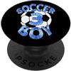 COOL SOCCER DESIGNS AND OUTFITS NUMERO 3 ANNI CALCIO 3° COMPLEANNO PopSockets PopGrip Adesivo