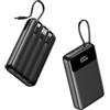 A ADDTOP Power Bank con 4 Cavi Integrati, Piccolo 20000mAh Caricabatterie Portatile Ricarica Rapida 22.5W, Essenziali da Viaggio, Caricatore Portatile PD QC 4.0 con 5 Uscite e 3 Ingressi(Nero)