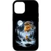 Vintage 90s Moon Robin Bird Lover Custodia per iPhone 12/12 Pro American Robin Bird Ululando alla Luna 90's Retro Birdwatcher